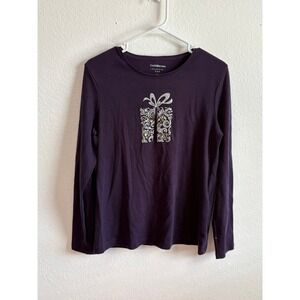Long‎ Sleeve Women's Medium Plum Christmas shirt